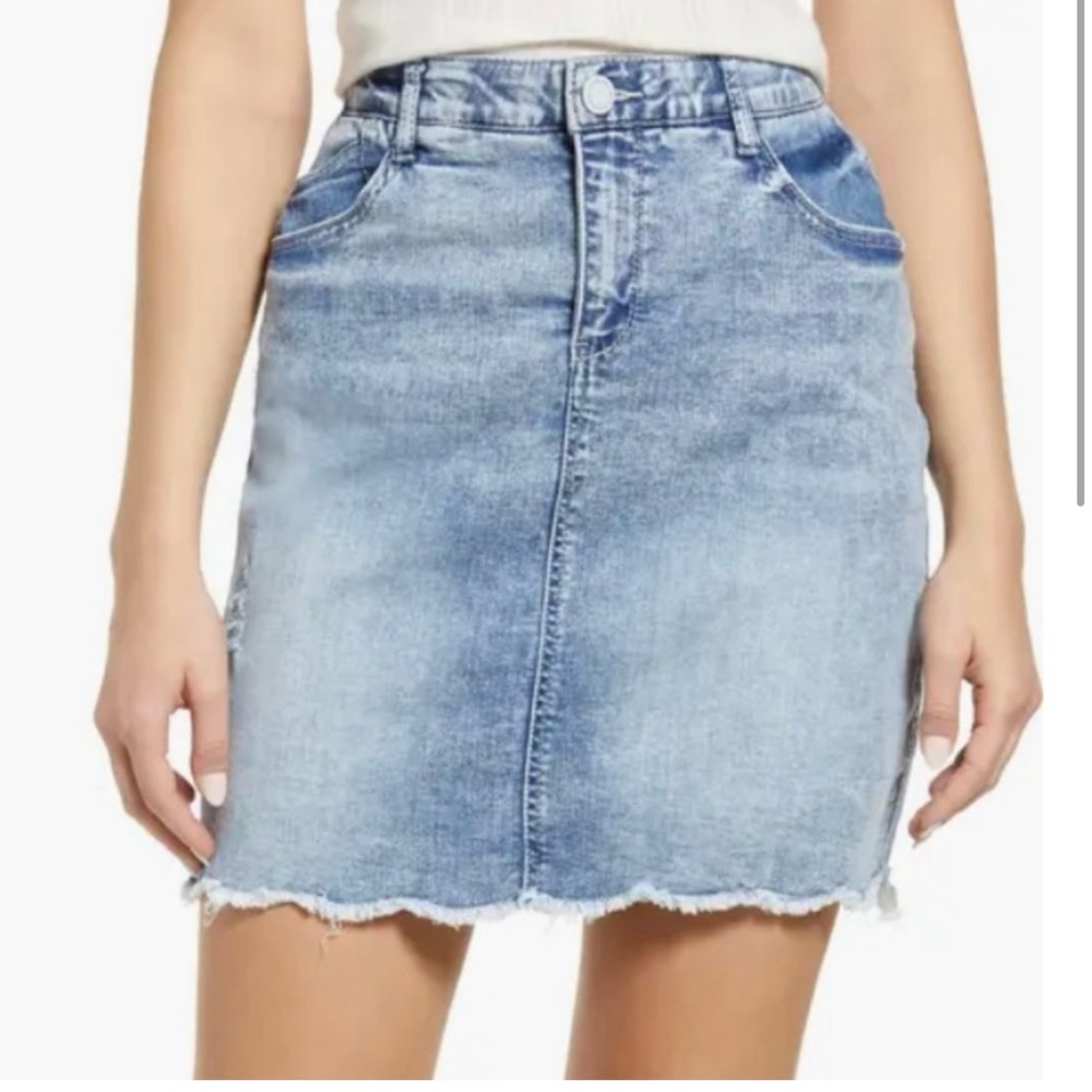 Wit & Wisdom 'Ab'Solution Scalloped Hem A-Line Denim Skirt